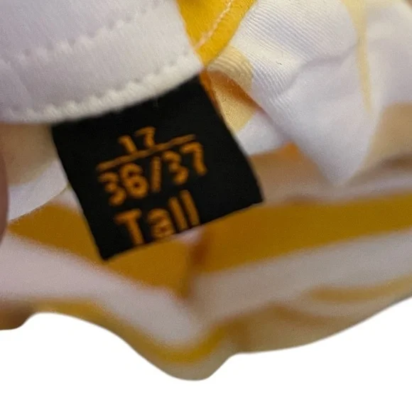 NEW STEVEN LAND FRENCH MEN'S YELLOW MULTI STRIPED LONG SLEEVE DRESS SHIRT, SZ 17 - Picture 7 of 11